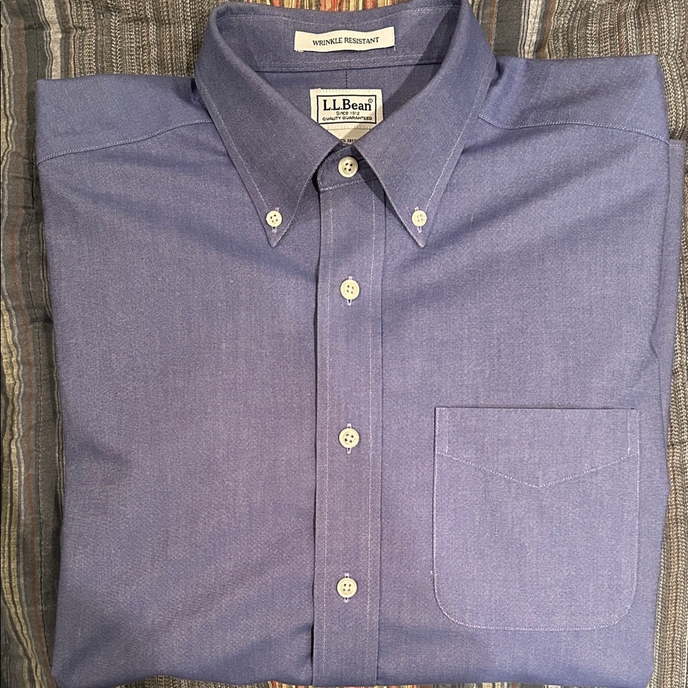 L.L. Bean Men's Dress Blue Button Down Shirt